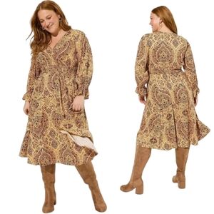 Torrid Boho Surplice Smocked Waist Midi Dress Size 1X